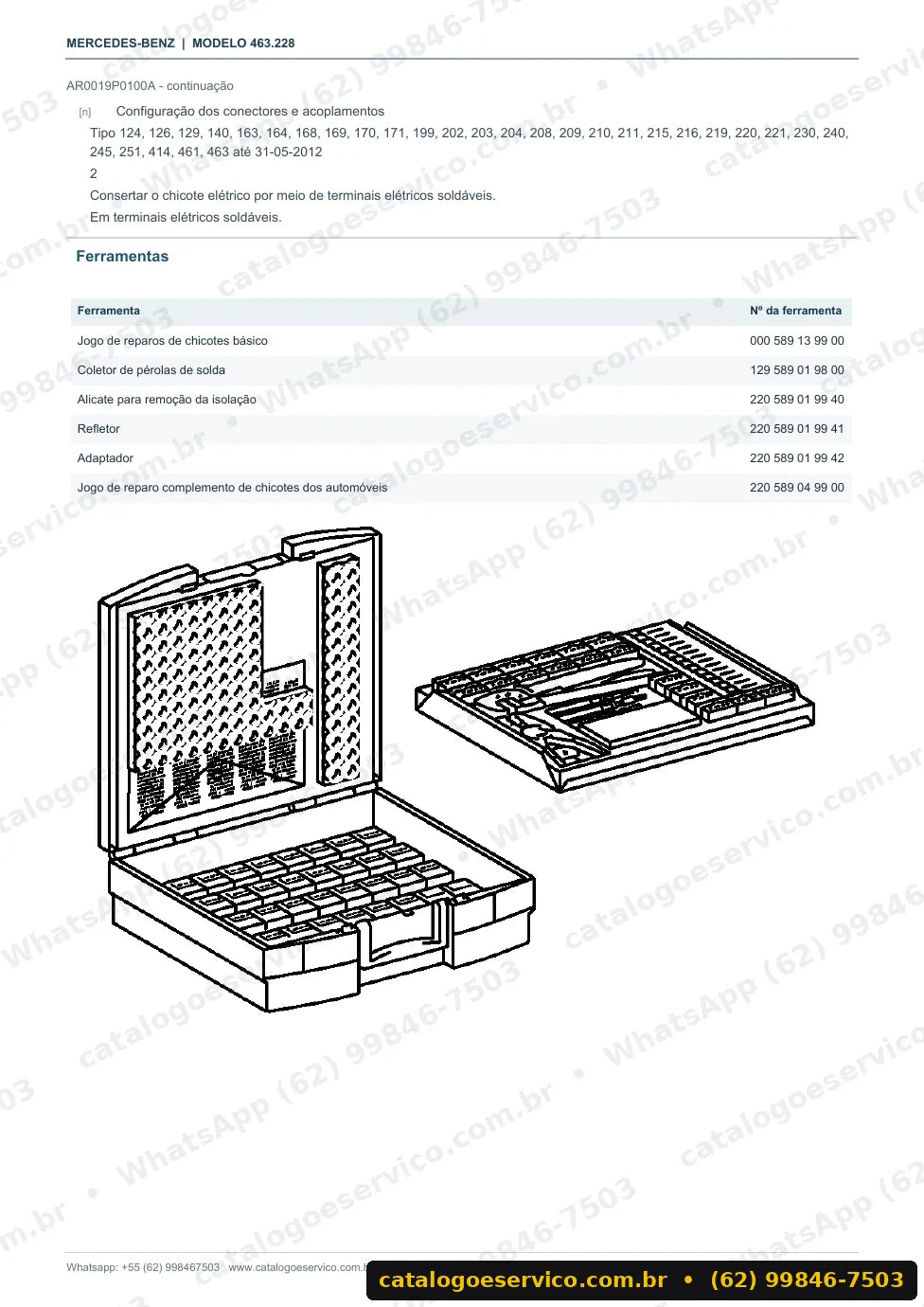 Página de procedimento do manual de oficina Mercedes-Benz G 500 AMG (W463)