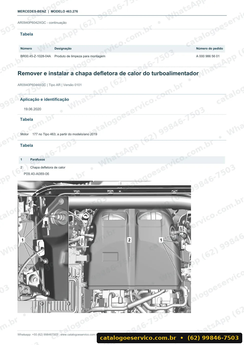Página de procedimento do manual de oficina Mercedes-Benz G 63 AMG (W463)