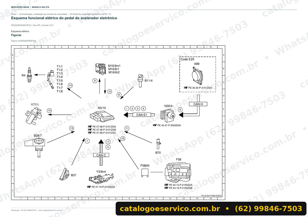 Página de esquema elétrico do manual Mercedes-Benz G 63 AMG (W463)
