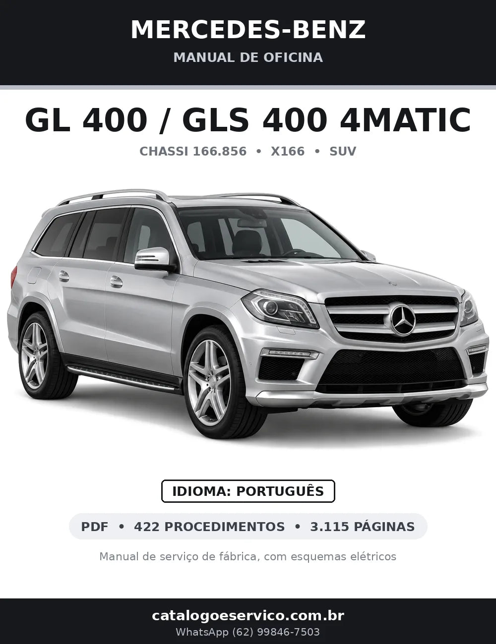 Capa do manual de oficina Mercedes-Benz GL 400 / GLS 400 4MATIC (X166)