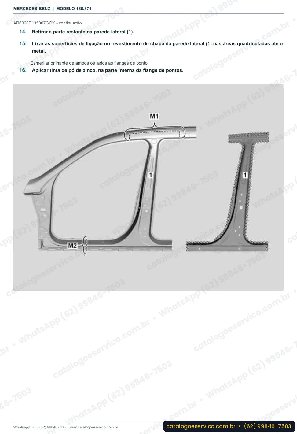 Página de procedimento do manual de oficina Mercedes-Benz GL 500 (X166)