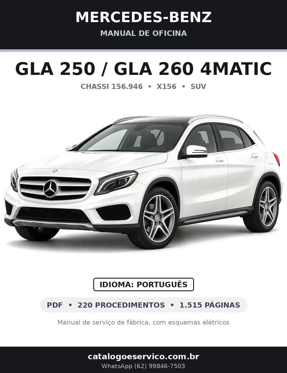 Capa do manual de oficina Mercedes-Benz GLA 250 / GLA 260 4MATIC (X156)