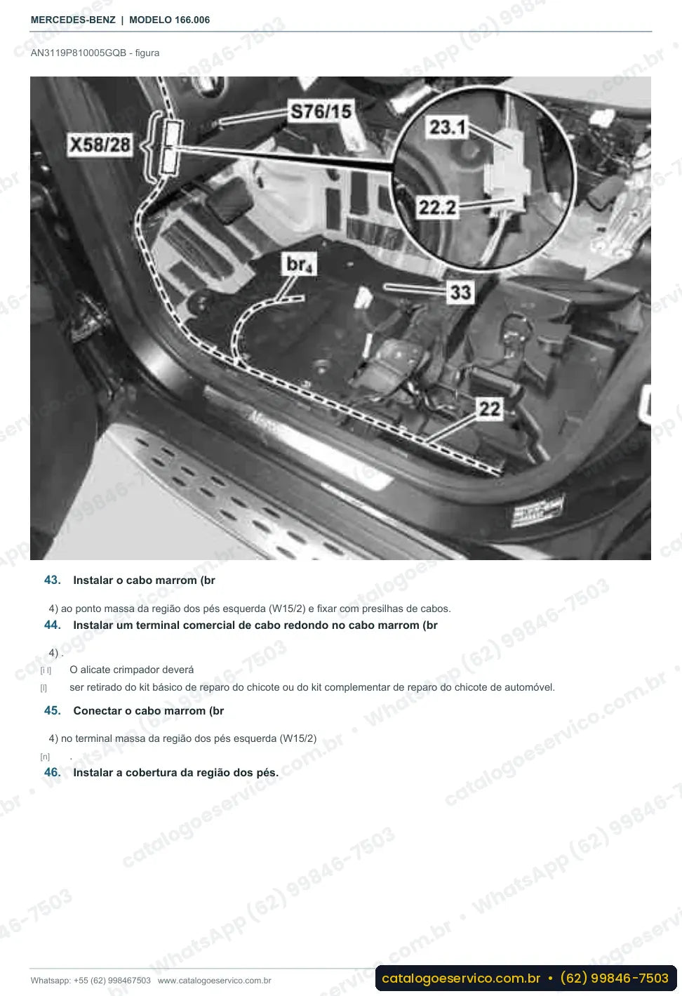 Página de procedimento do manual de oficina Mercedes-Benz GLE 250 d (W166)