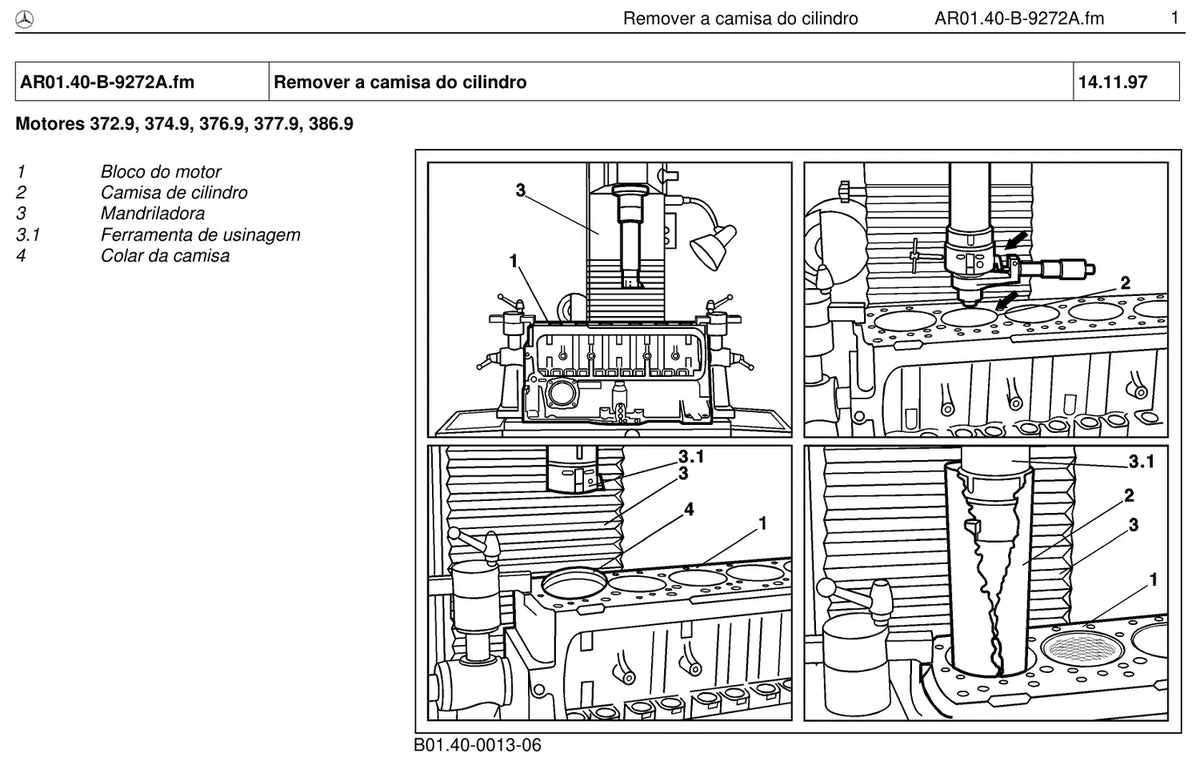 Página do manual de oficina Mercedes-Benz L 1618 (2 versões)