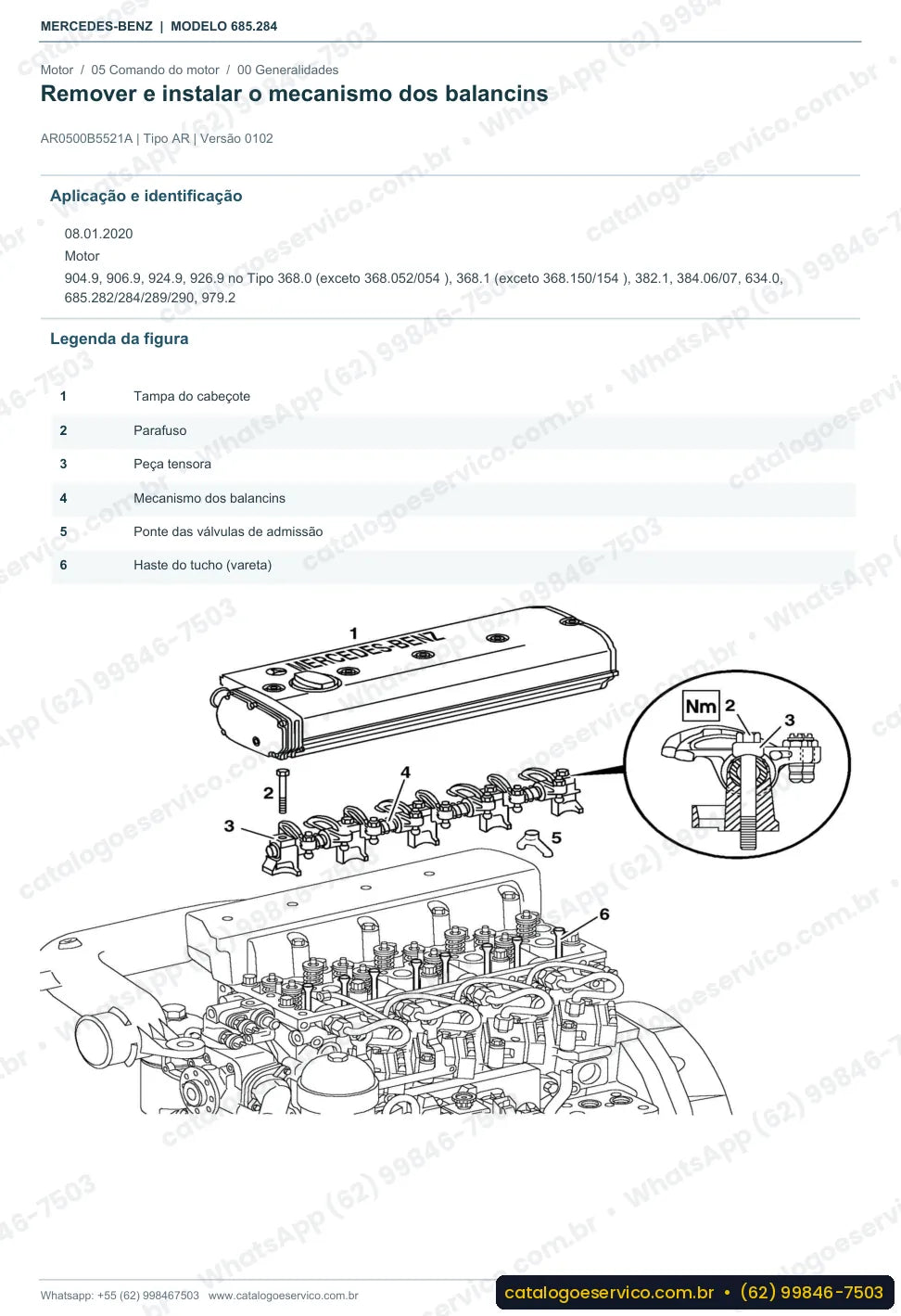 Página de procedimento do manual de oficina Mercedes-Benz LO 1019