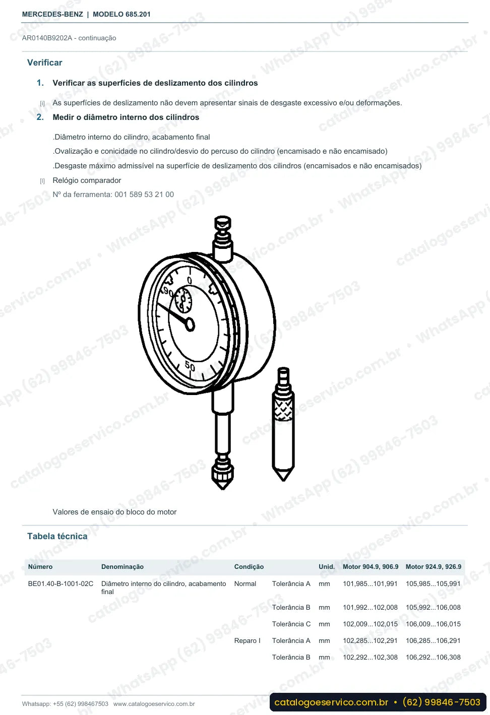Página de procedimento do manual de oficina Mercedes-Benz LO 915