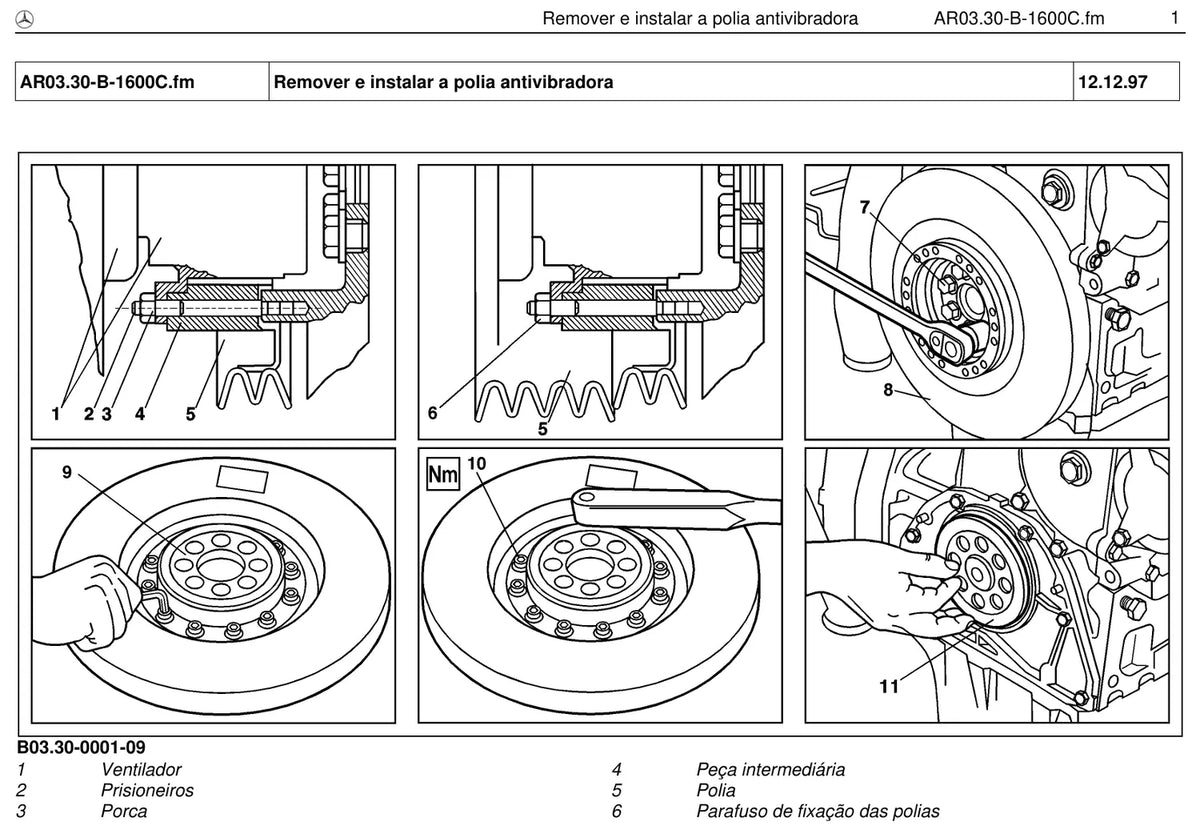 Página do manual de oficina Mercedes-Benz LS 1633