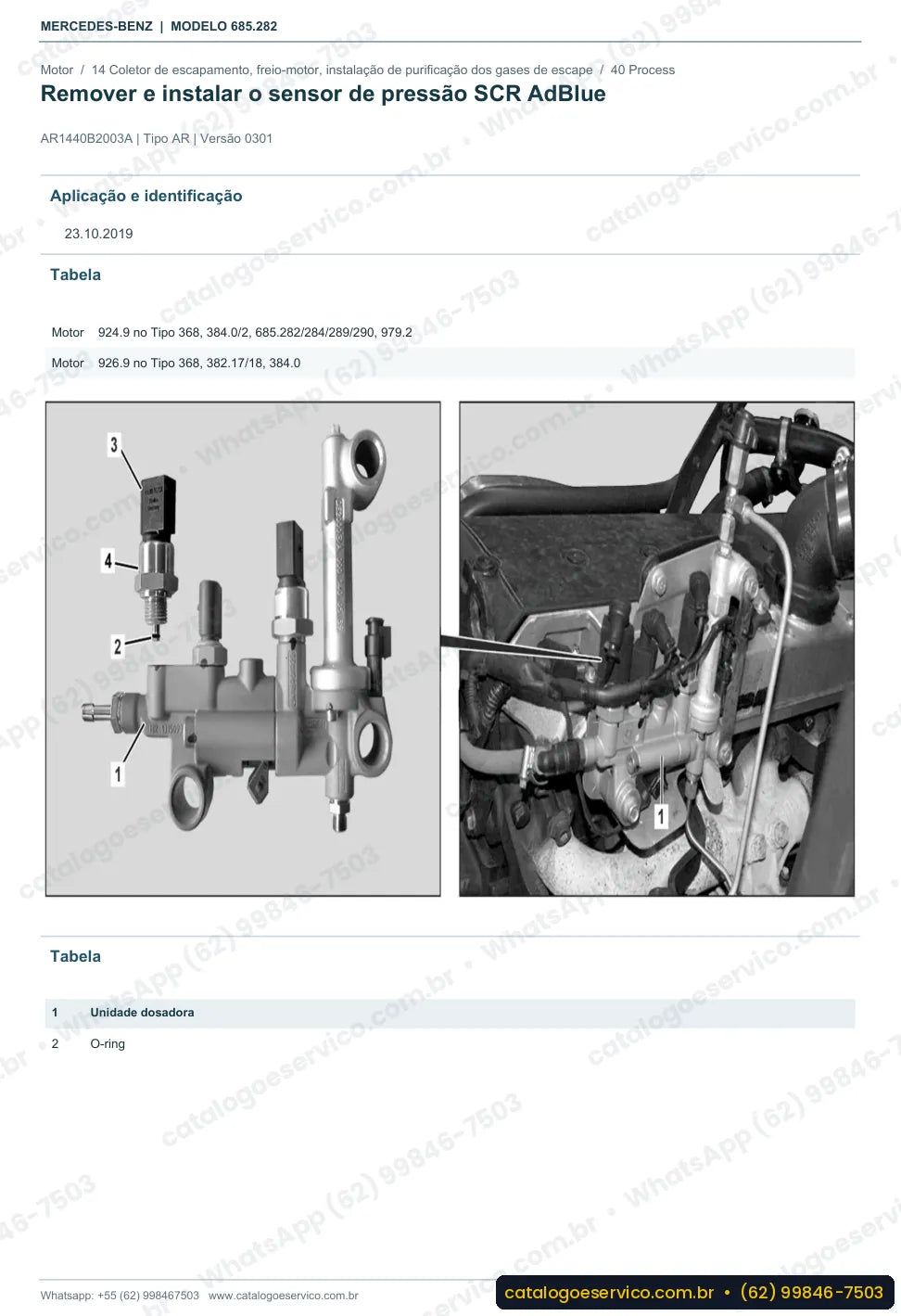 Página de procedimento do manual de oficina Mercedes-Benz MBO 1018
