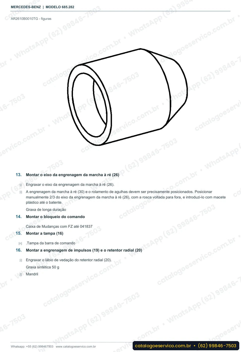 Página de procedimento do manual de oficina Mercedes-Benz MBO 1018