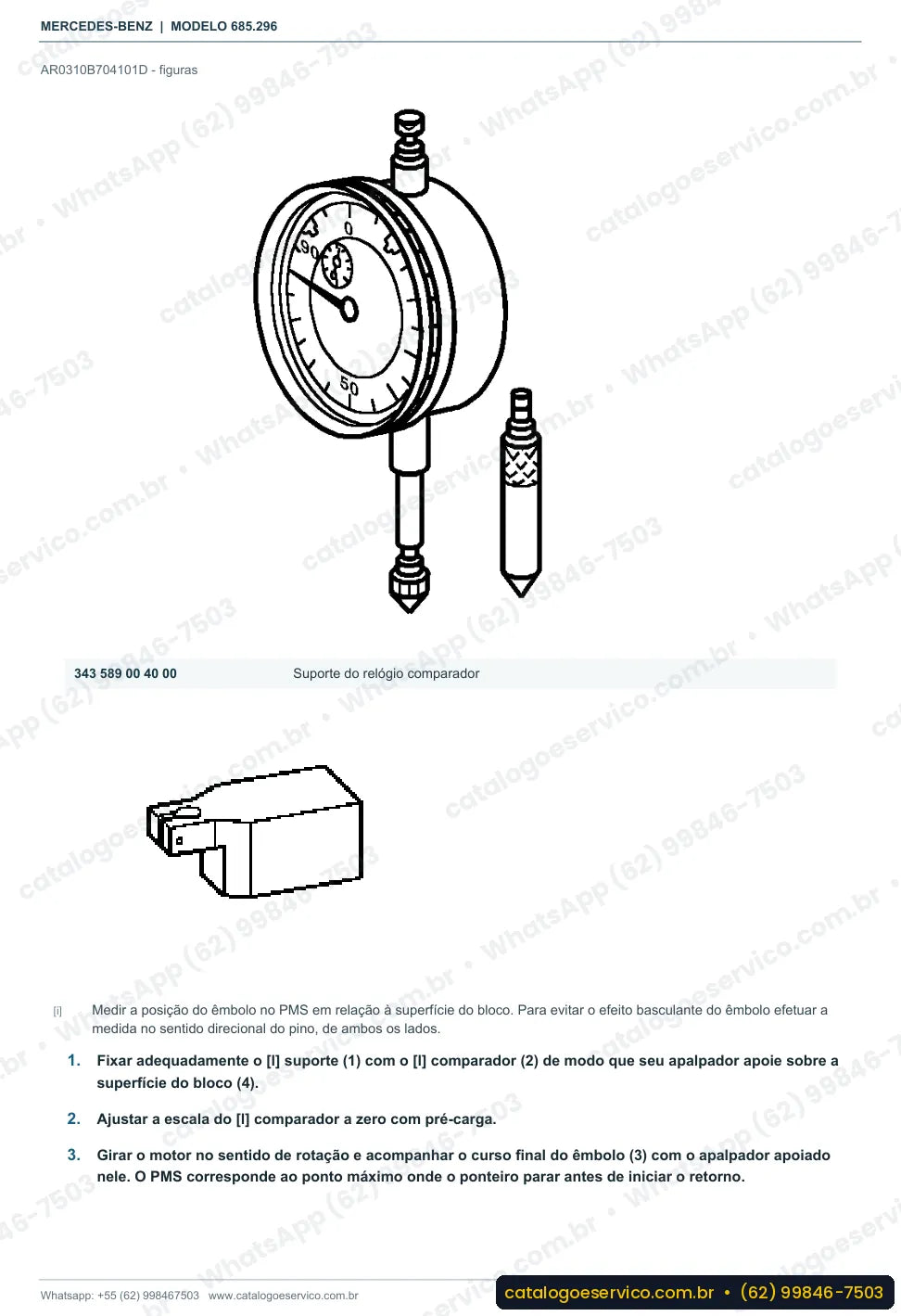 Página de procedimento do manual de oficina Mercedes-Benz MBO 1318