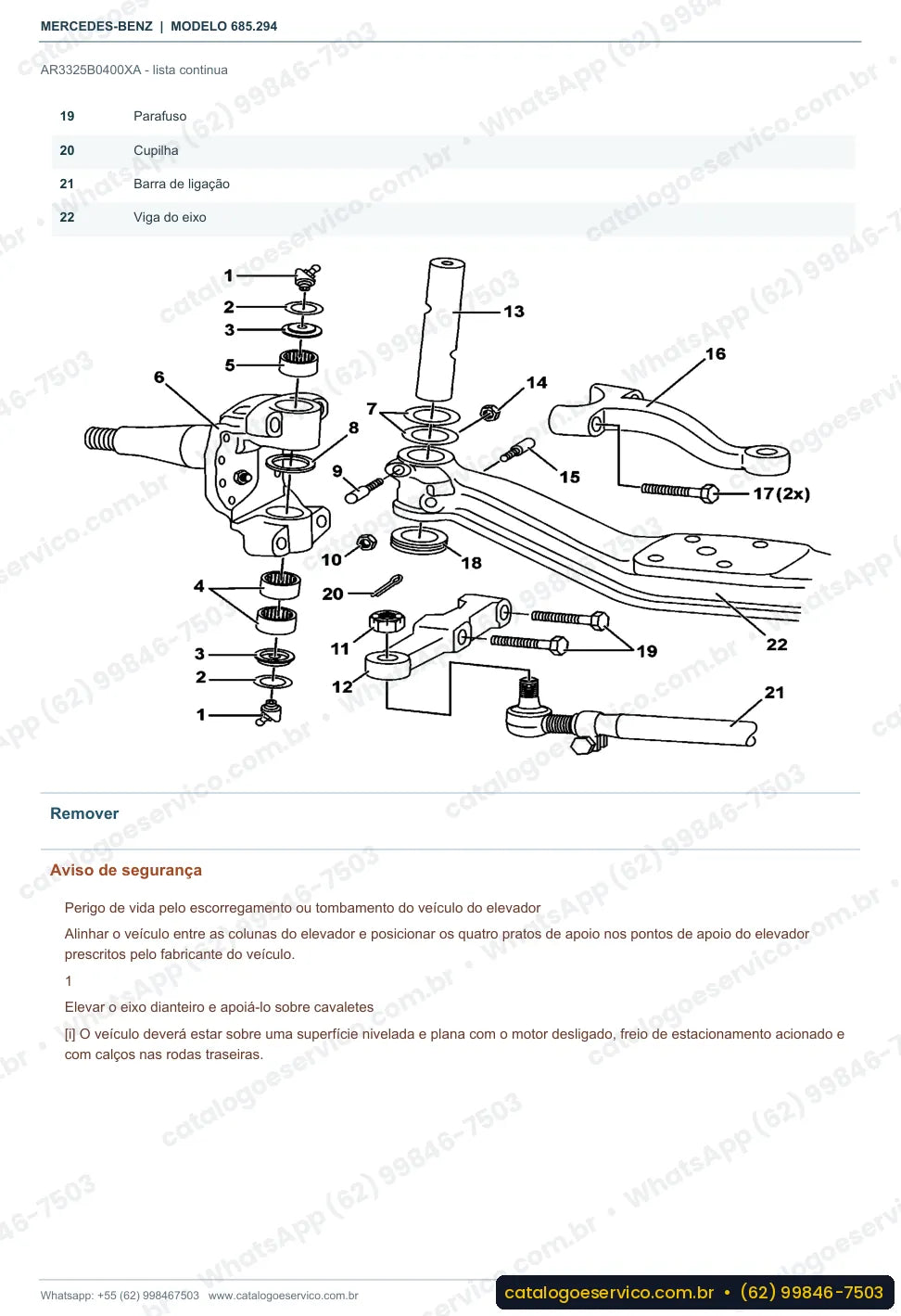 Página de procedimento do manual de oficina Mercedes-Benz MBO 1419