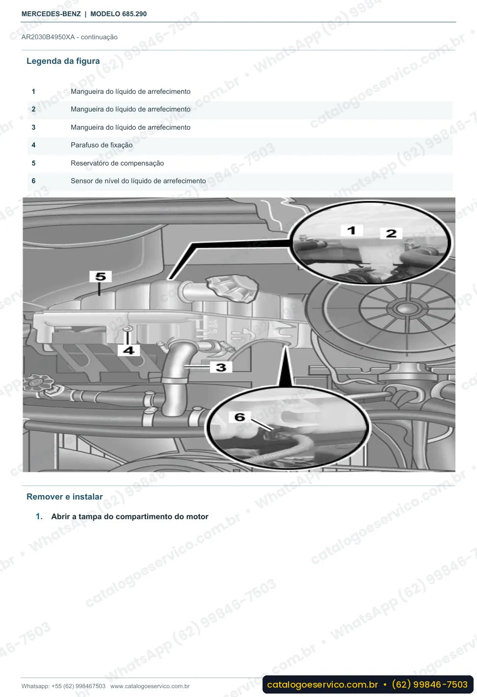 Página de procedimento do manual de oficina Mercedes-Benz MBO 1421