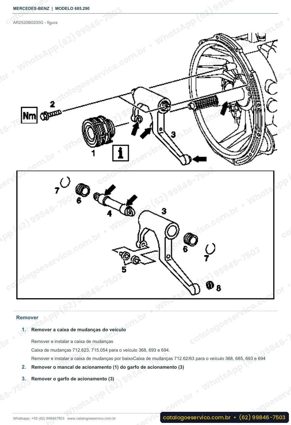 Página de procedimento do manual de oficina Mercedes-Benz MBO 1421