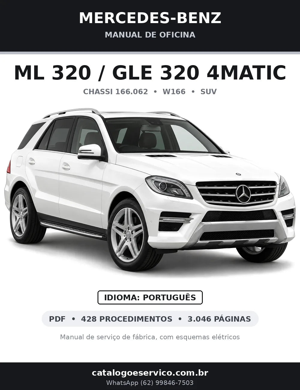 Capa do manual de oficina Mercedes-Benz ML 320 / GLE 320 4MATIC (W166)