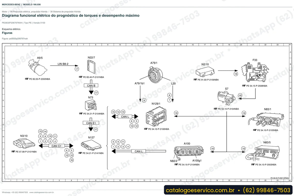 Página de esquema elétrico do manual Mercedes-Benz ML 400 / GLE 400 4MATIC (W166)
