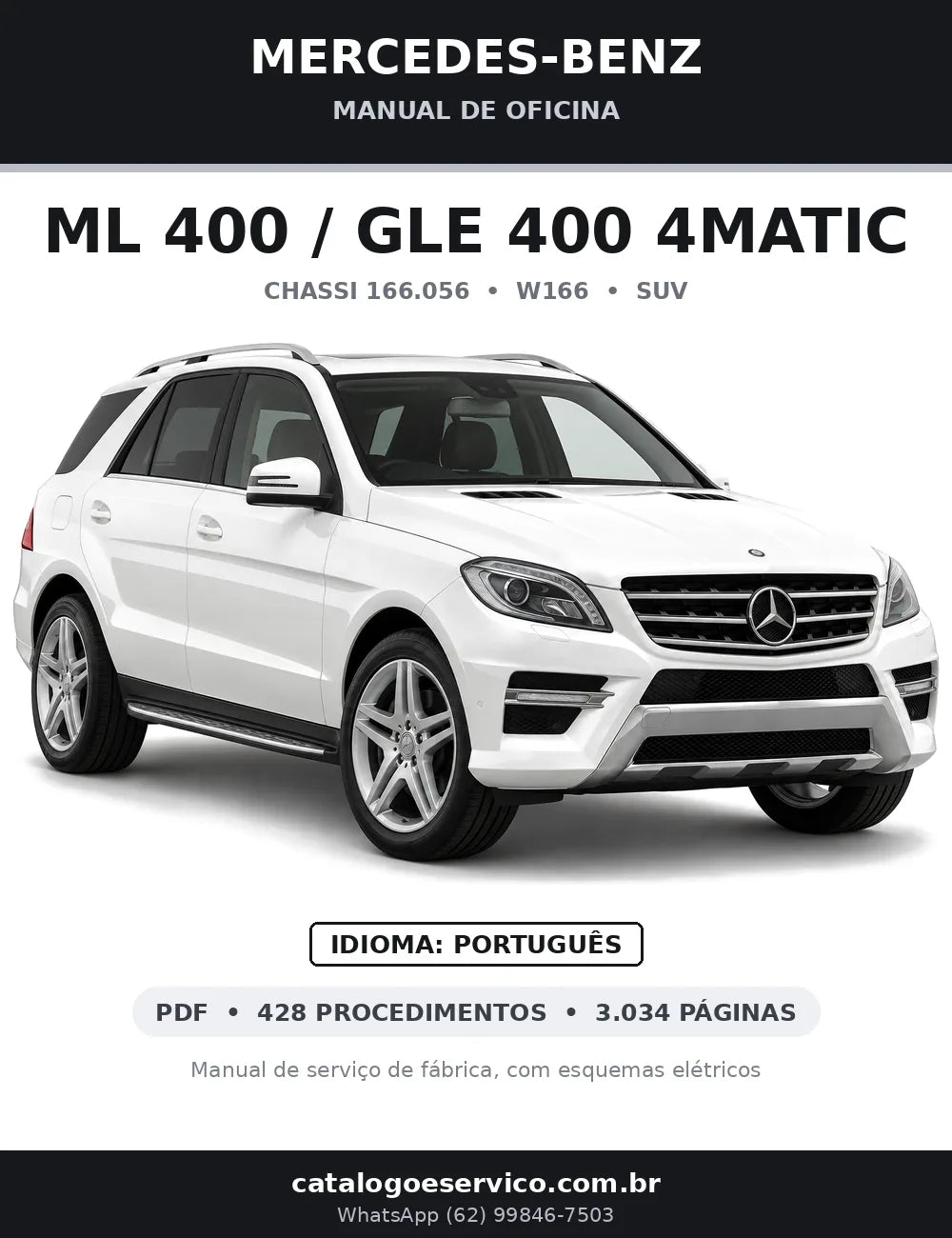 Capa do manual de oficina Mercedes-Benz ML 400 / GLE 400 4MATIC (W166)