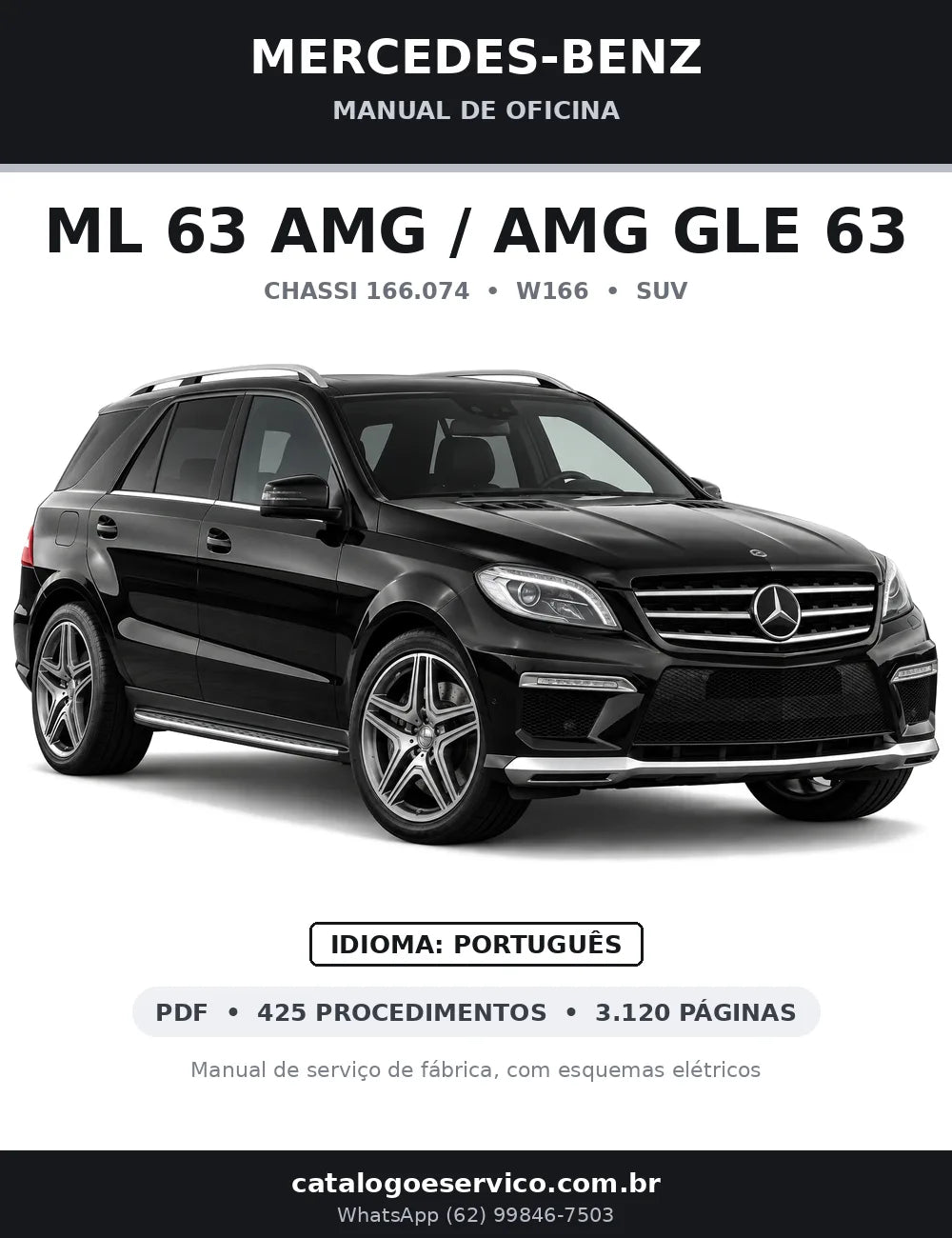 Capa do manual de oficina Mercedes-Benz ML 63 AMG / AMG GLE 63 (W166)