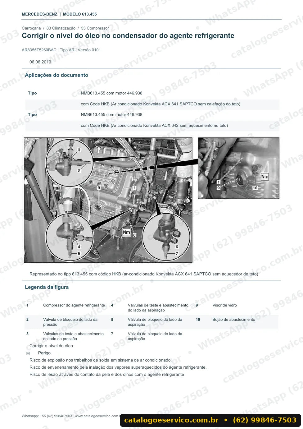 Página de procedimento do manual de oficina Mercedes-Benz O 350 RHD