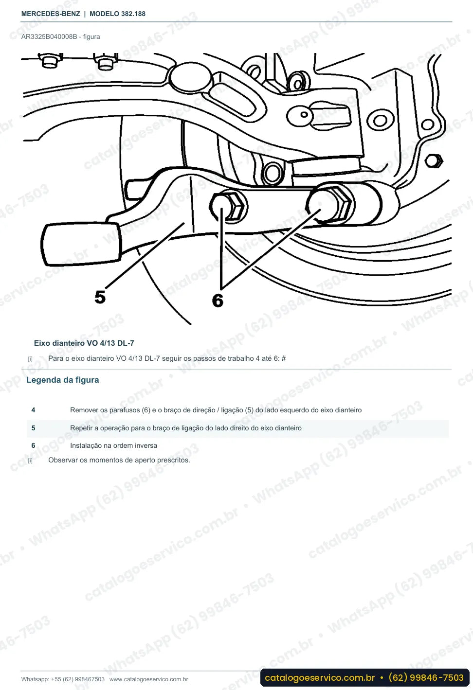 Página de procedimento do manual de oficina Mercedes-Benz O 500 M 1725