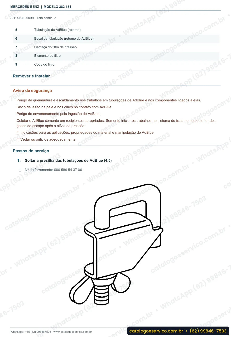 Página de procedimento do manual de oficina Mercedes-Benz O 500 MA 2836