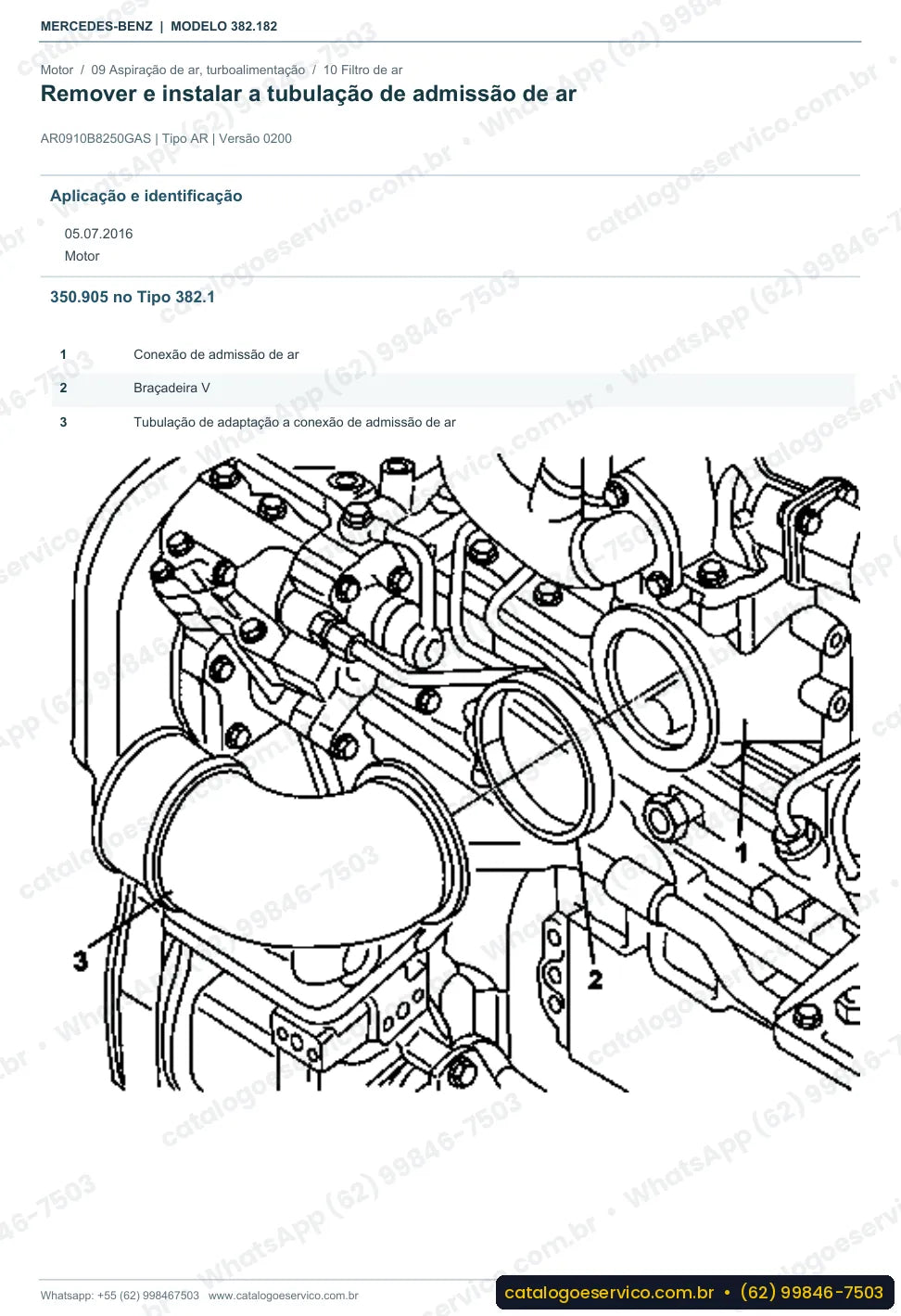 Página de procedimento do manual de oficina Mercedes-Benz O 500 MG 1825