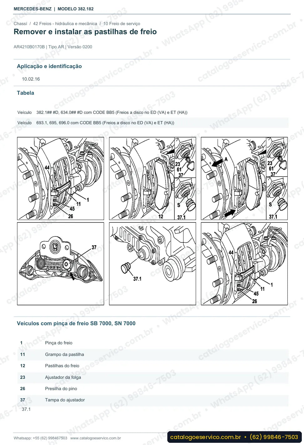 Página de procedimento do manual de oficina Mercedes-Benz O 500 MG 1825