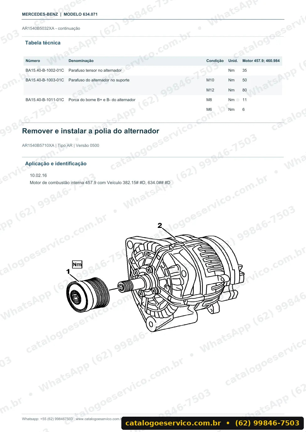 Página de procedimento do manual de oficina Mercedes-Benz O 500 RSD 2042 / 2442