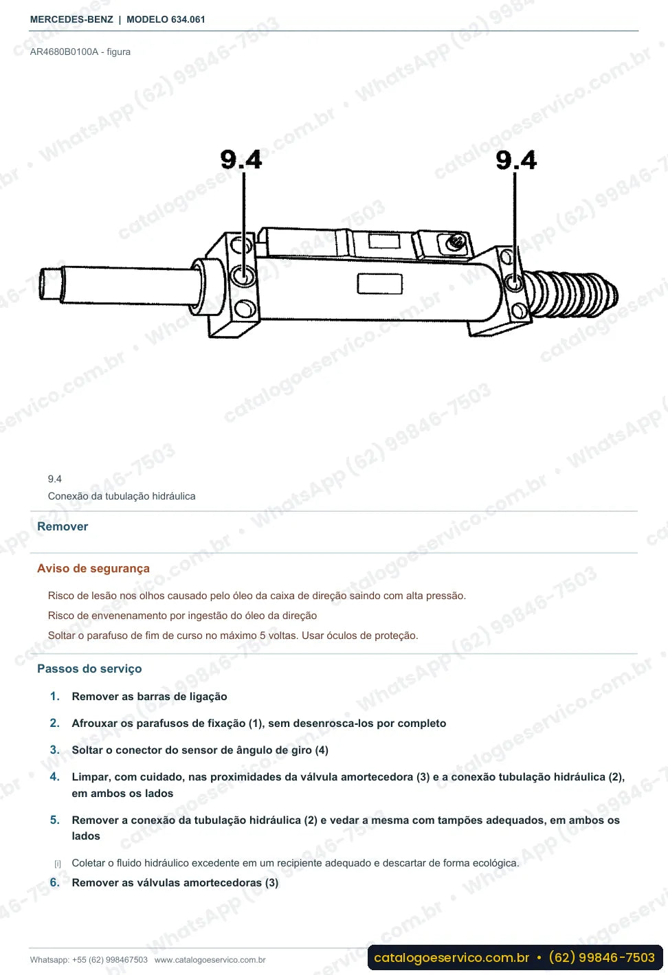 Página de procedimento do manual de oficina Mercedes-Benz O 500 RSD 2436