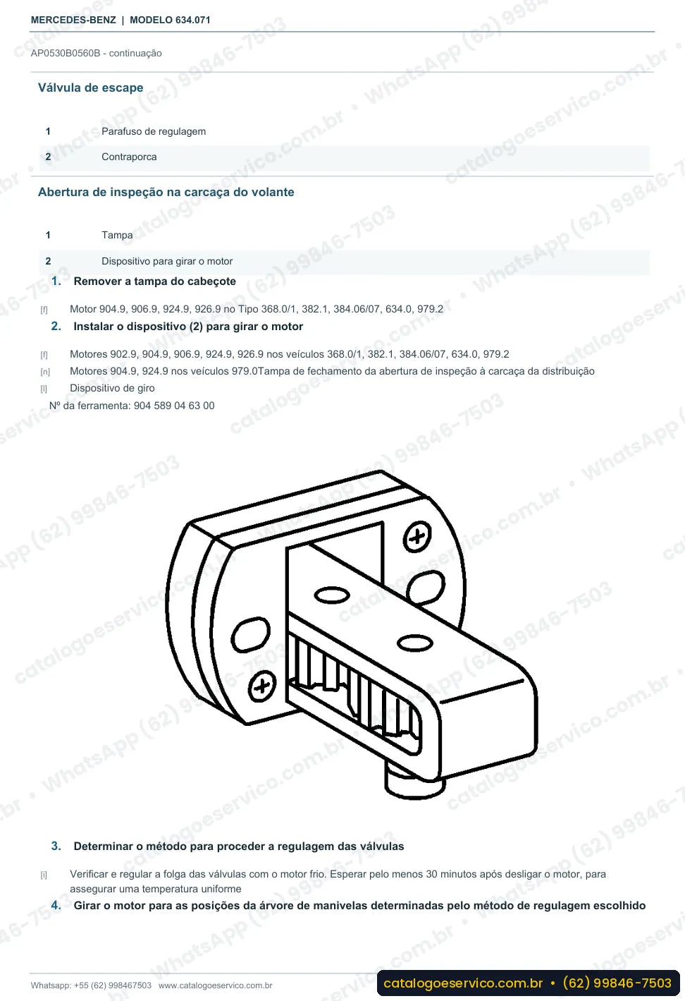 Página de procedimento do manual de oficina Mercedes-Benz O 500 RSD 2443