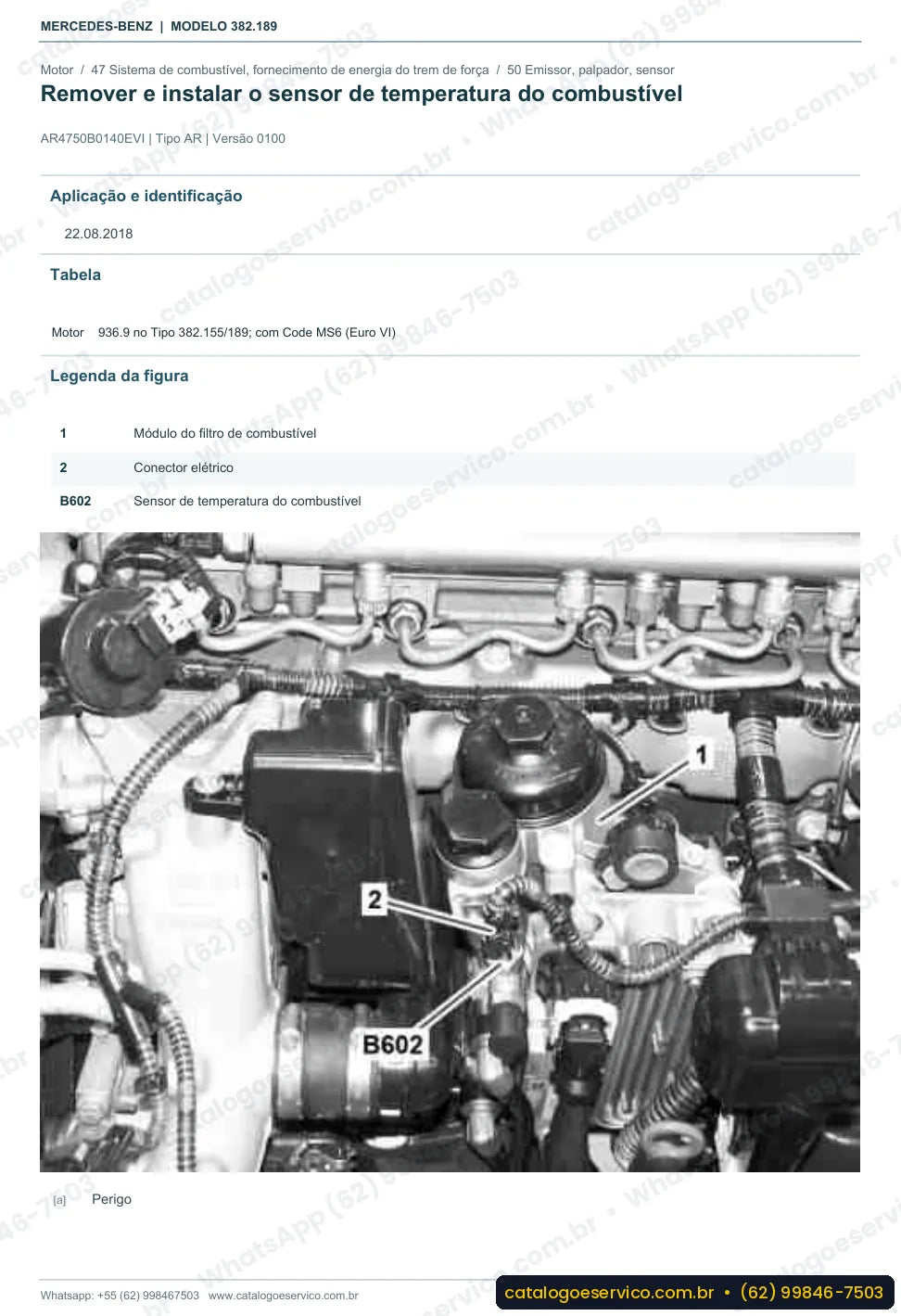 Página de procedimento do manual de oficina Mercedes-Benz O 500 U 1725