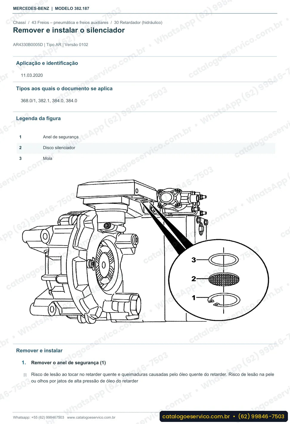 Página de procedimento do manual de oficina Mercedes-Benz O 500 UG 1825