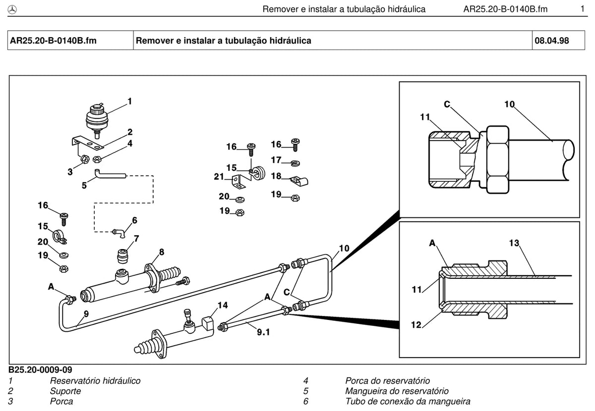 Página do manual de oficina Mercedes-Benz OF 1315