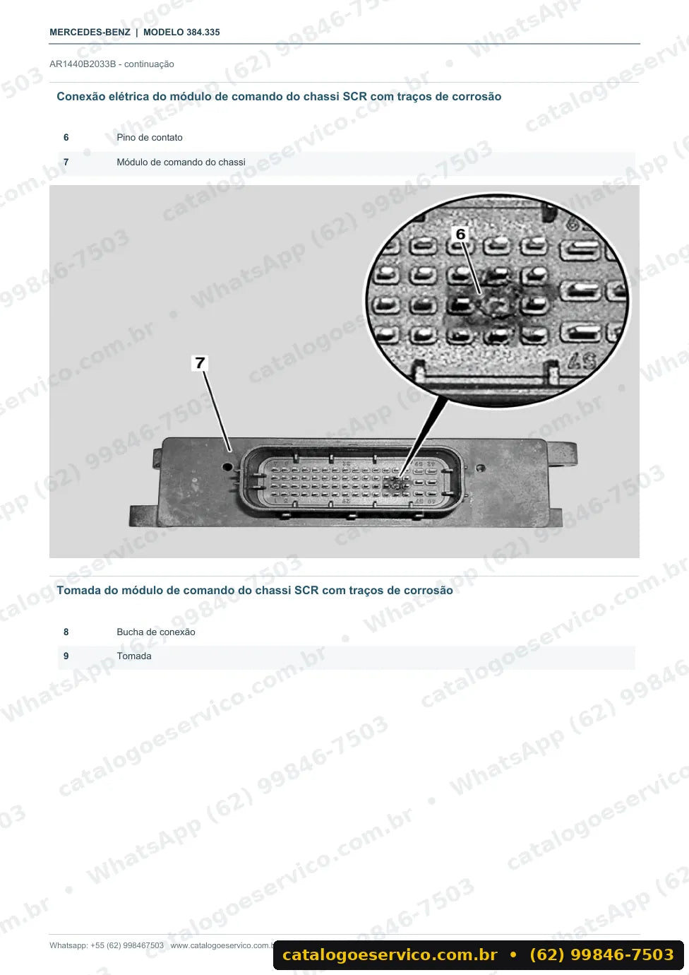 Página de procedimento do manual de oficina Mercedes-Benz OF 1321