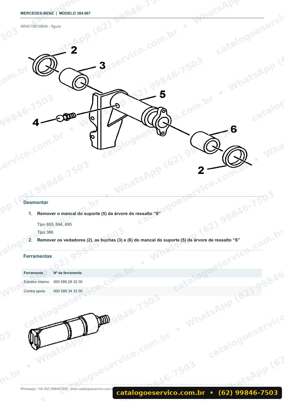 Página de procedimento do manual de oficina Mercedes-Benz OF 1519