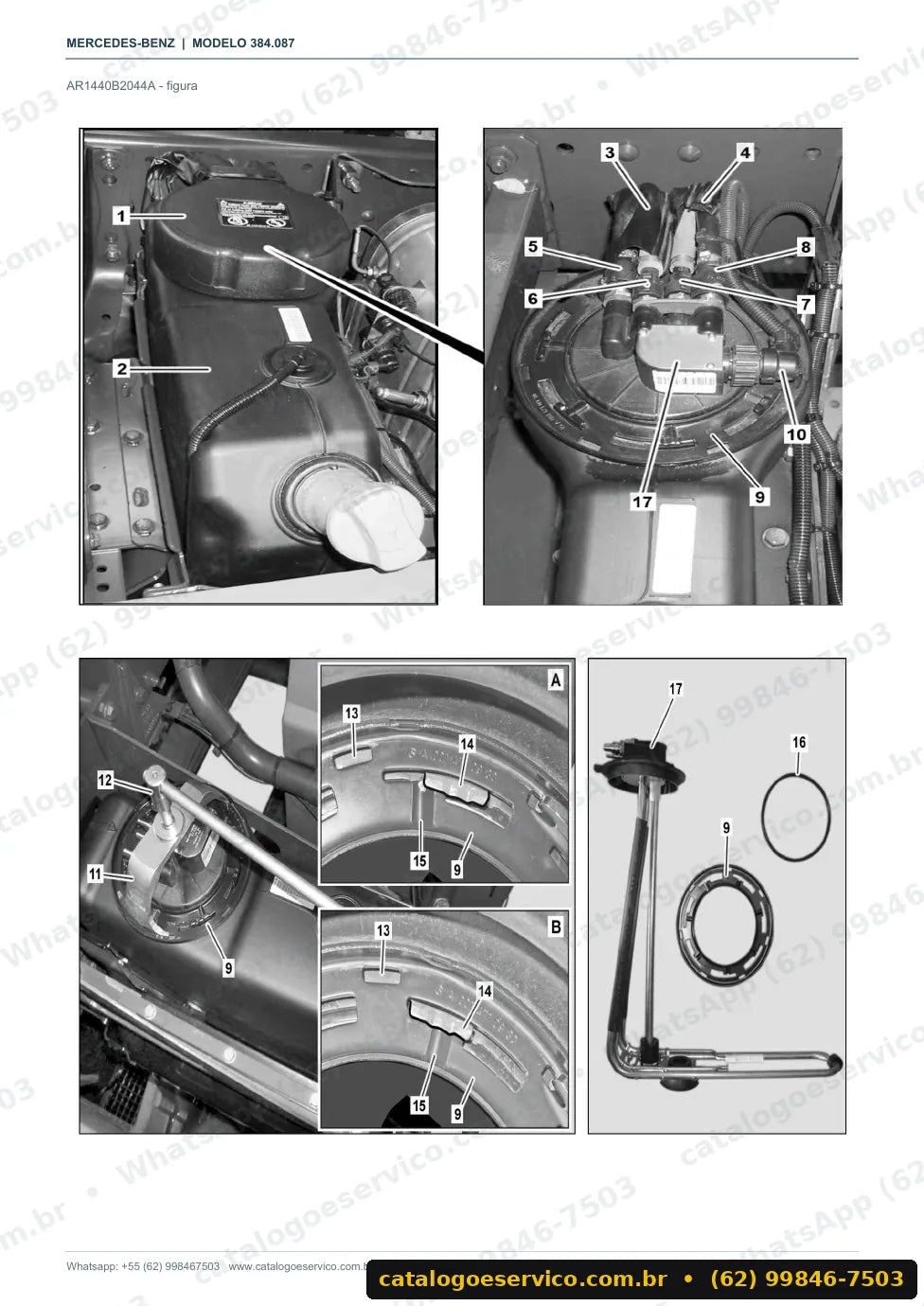 Página de procedimento do manual de oficina Mercedes-Benz OF 1620 PLUS