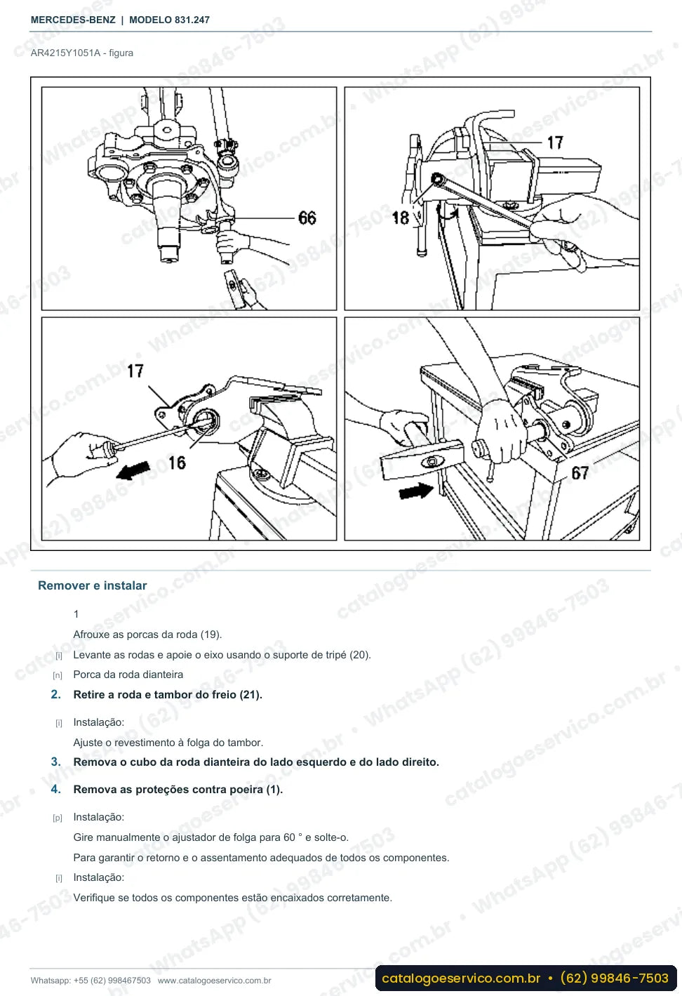 Página de procedimento do manual de oficina Mercedes-Benz OF 1623 S RF