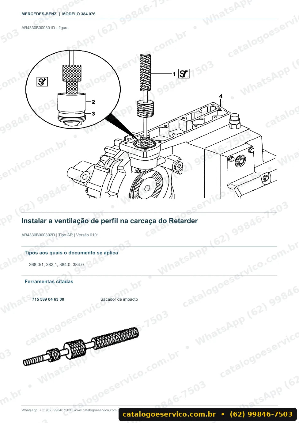 Página de procedimento do manual de oficina Mercedes-Benz OF 1724