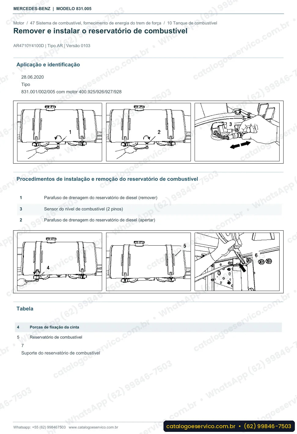 Página de procedimento do manual de oficina Mercedes-Benz OF 914 RF