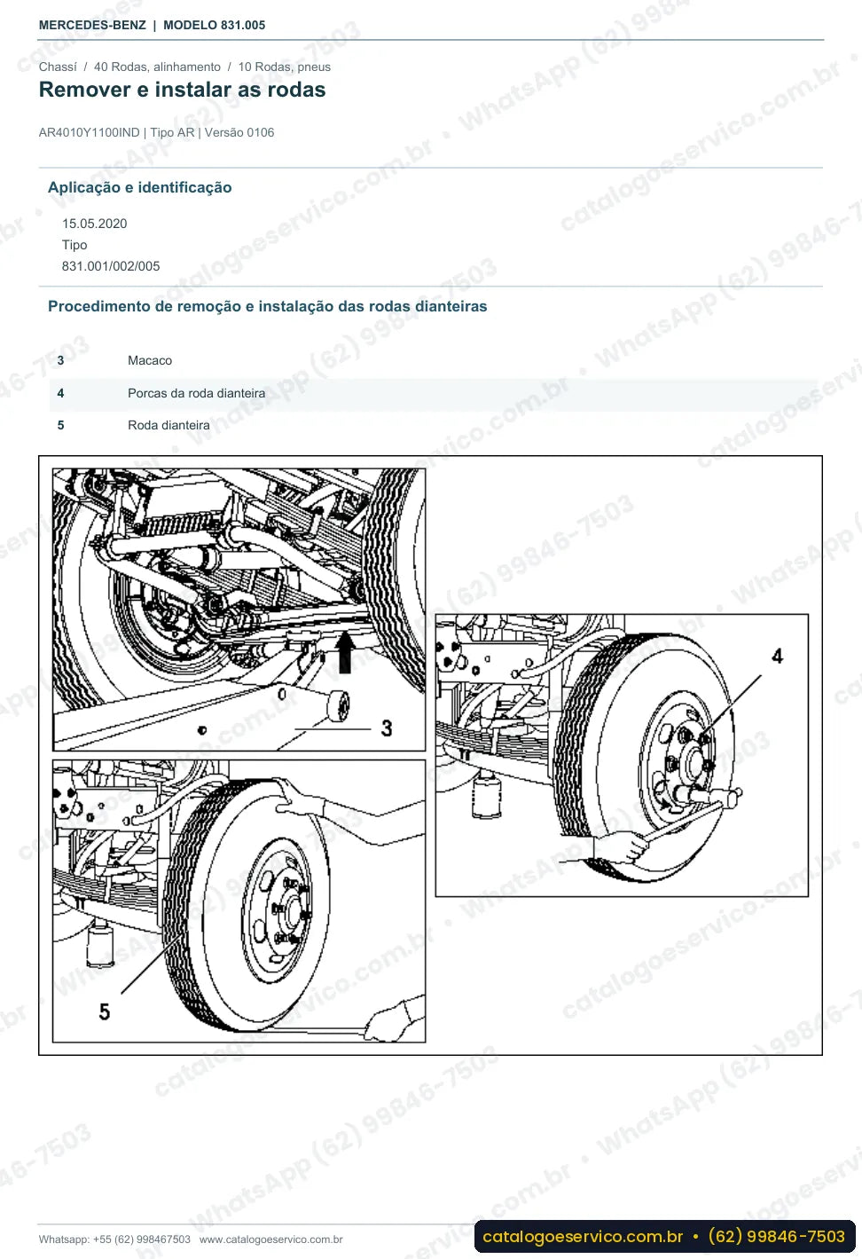Página de procedimento do manual de oficina Mercedes-Benz OF 914 RF