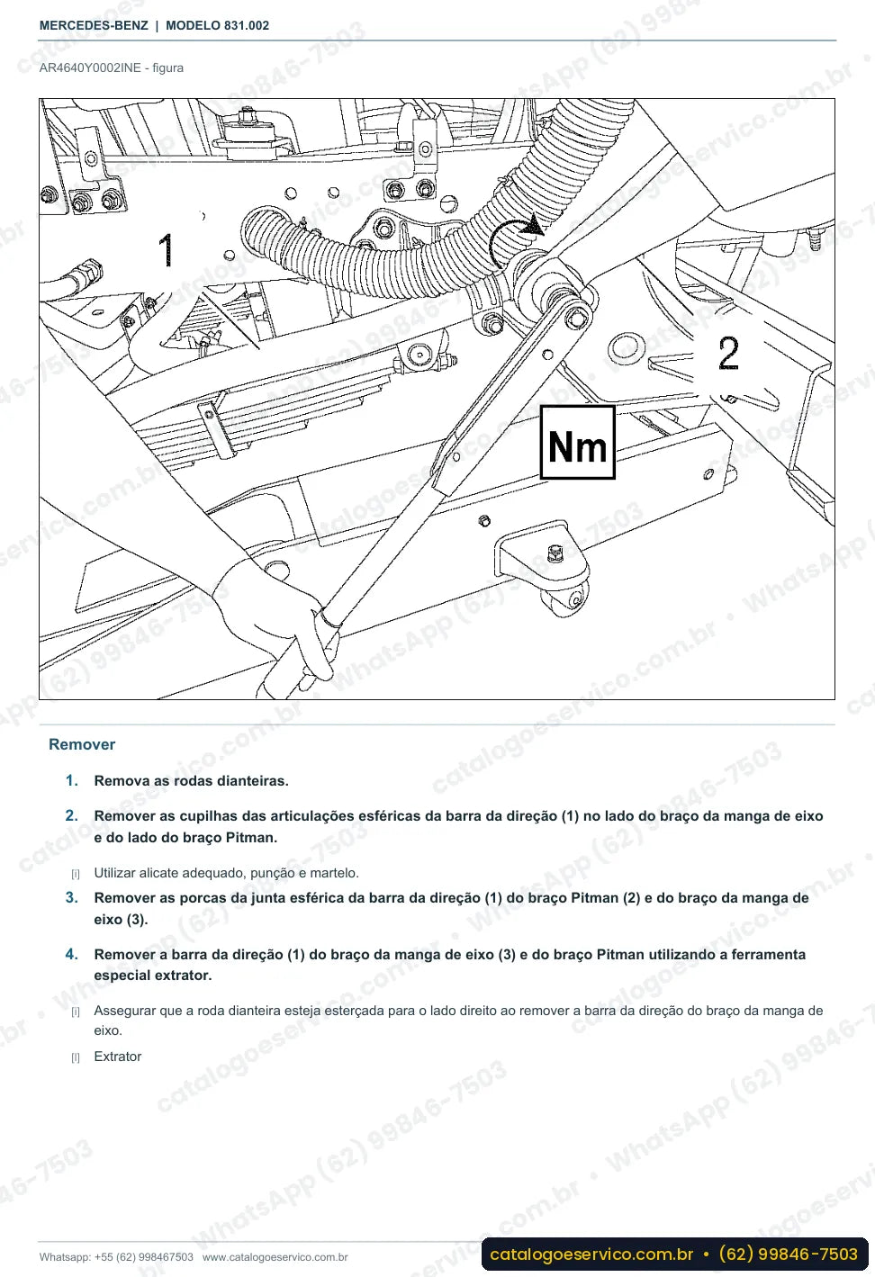 Página de procedimento do manual de oficina Mercedes-Benz OF 917 RF