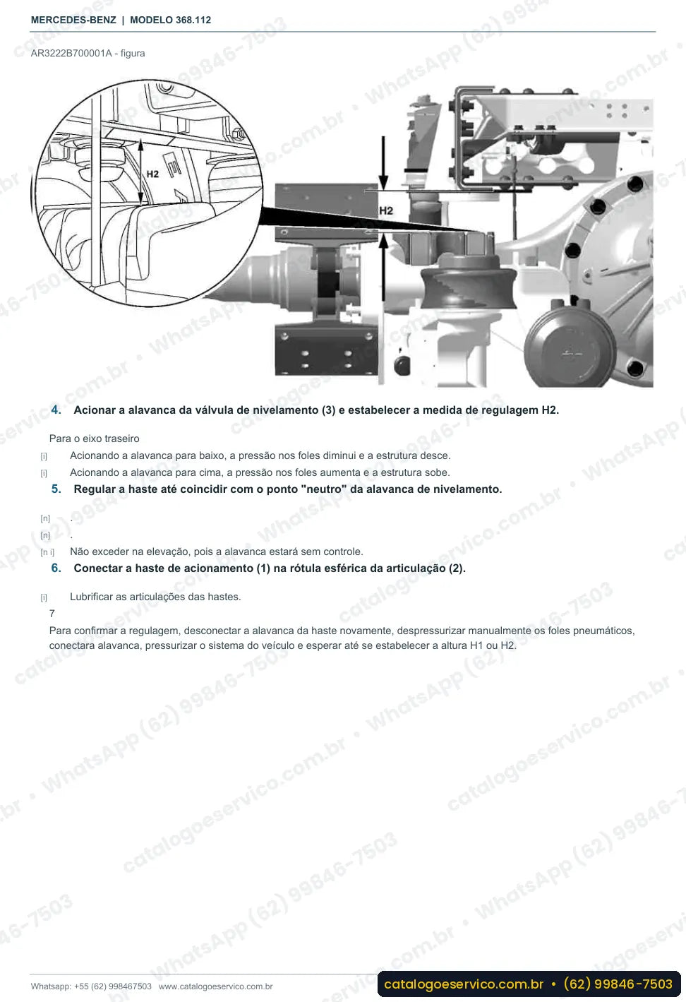 Página de procedimento do manual de oficina Mercedes-Benz OH 1215 LE