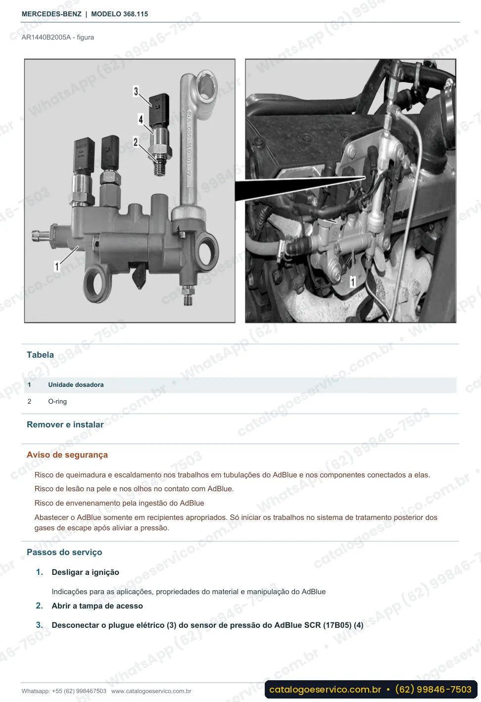 Página de procedimento do manual de oficina Mercedes-Benz OH 1519 LE
