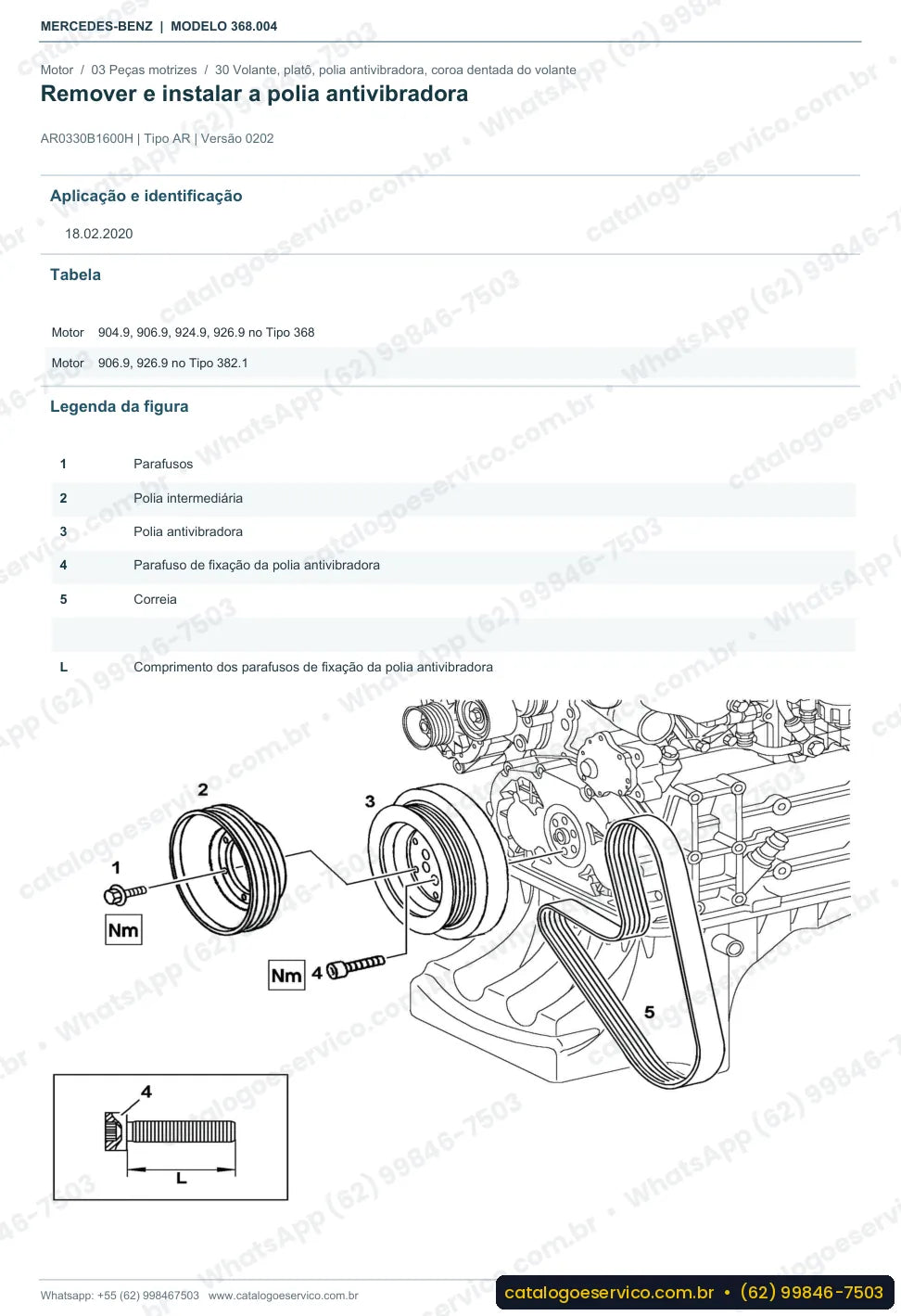 Página de procedimento do manual de oficina Mercedes-Benz OH 1523