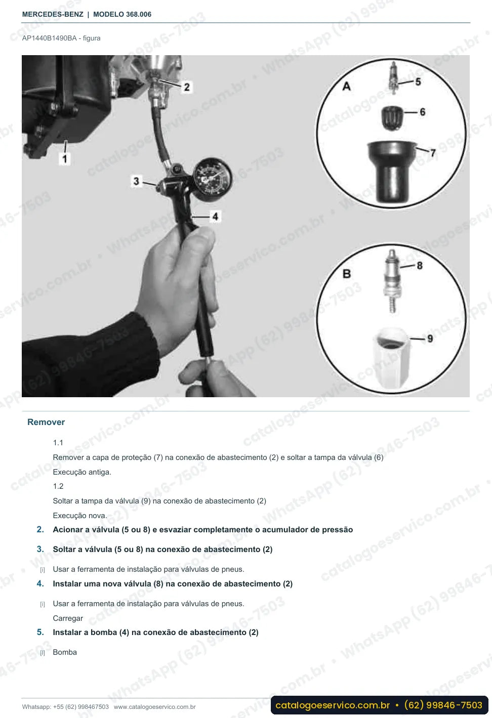 Página de procedimento do manual de oficina Mercedes-Benz OH 1526