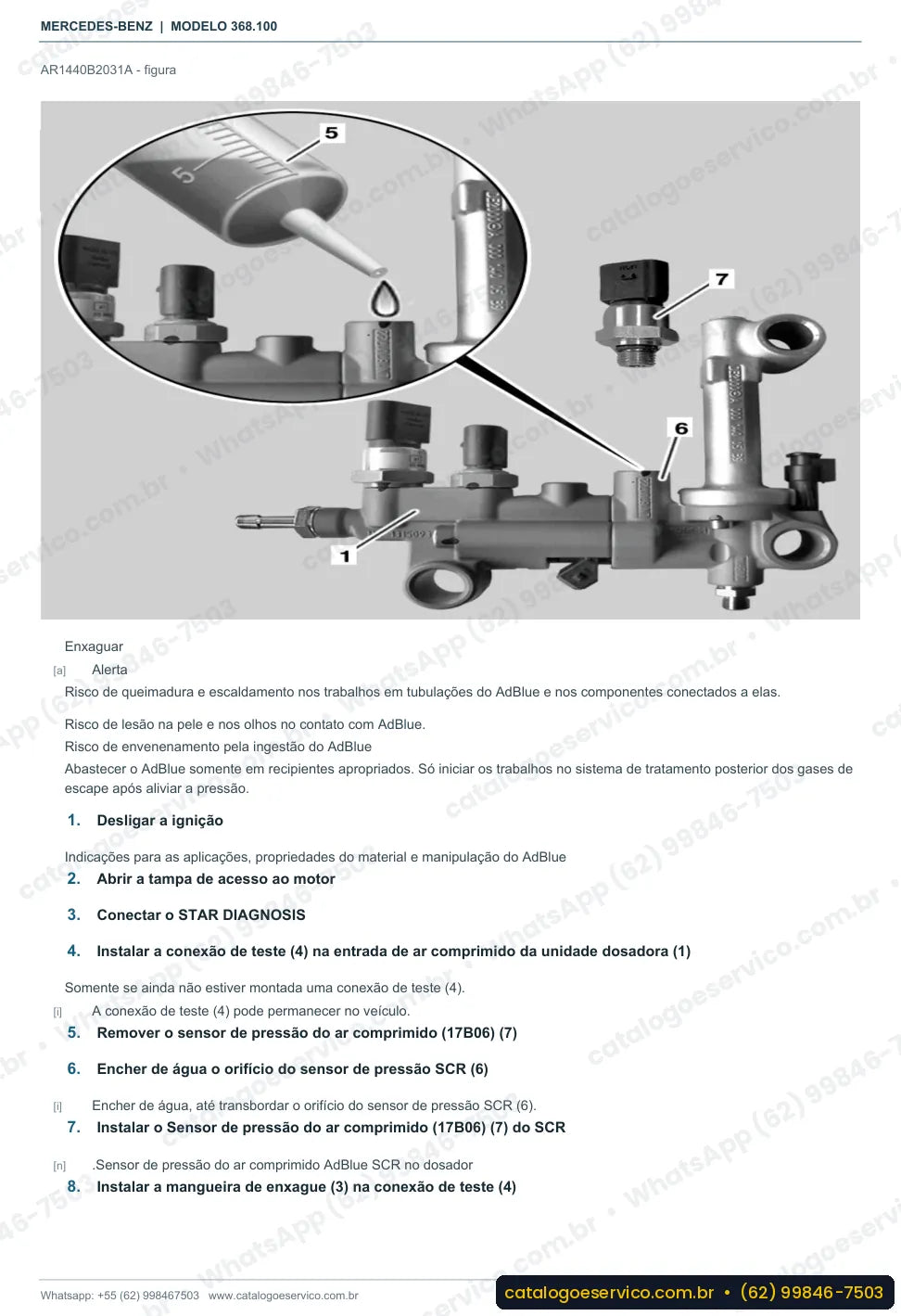 Página de procedimento do manual de oficina Mercedes-Benz OH 1626 L