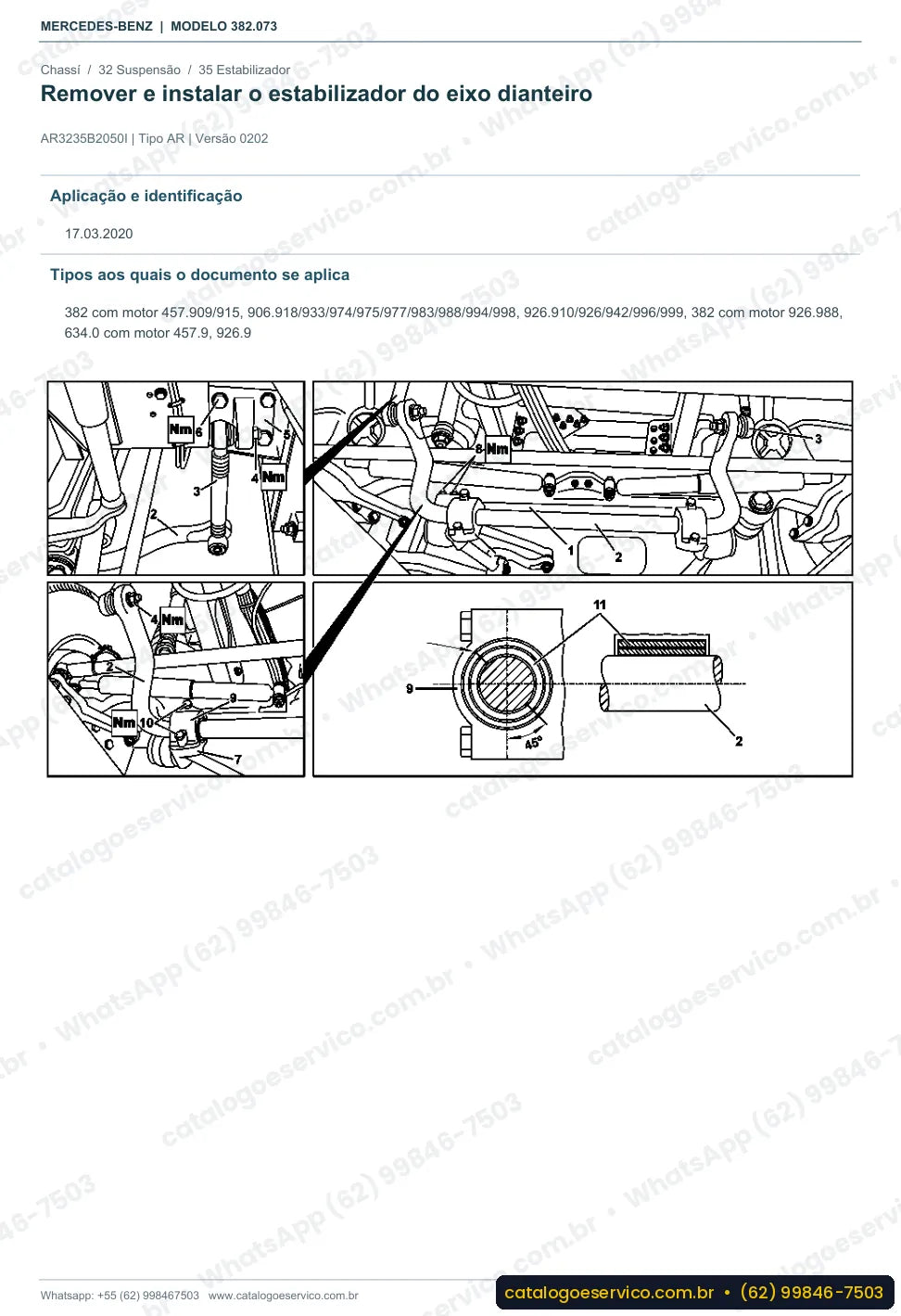 Página de procedimento do manual de oficina Mercedes-Benz OH 1628 L