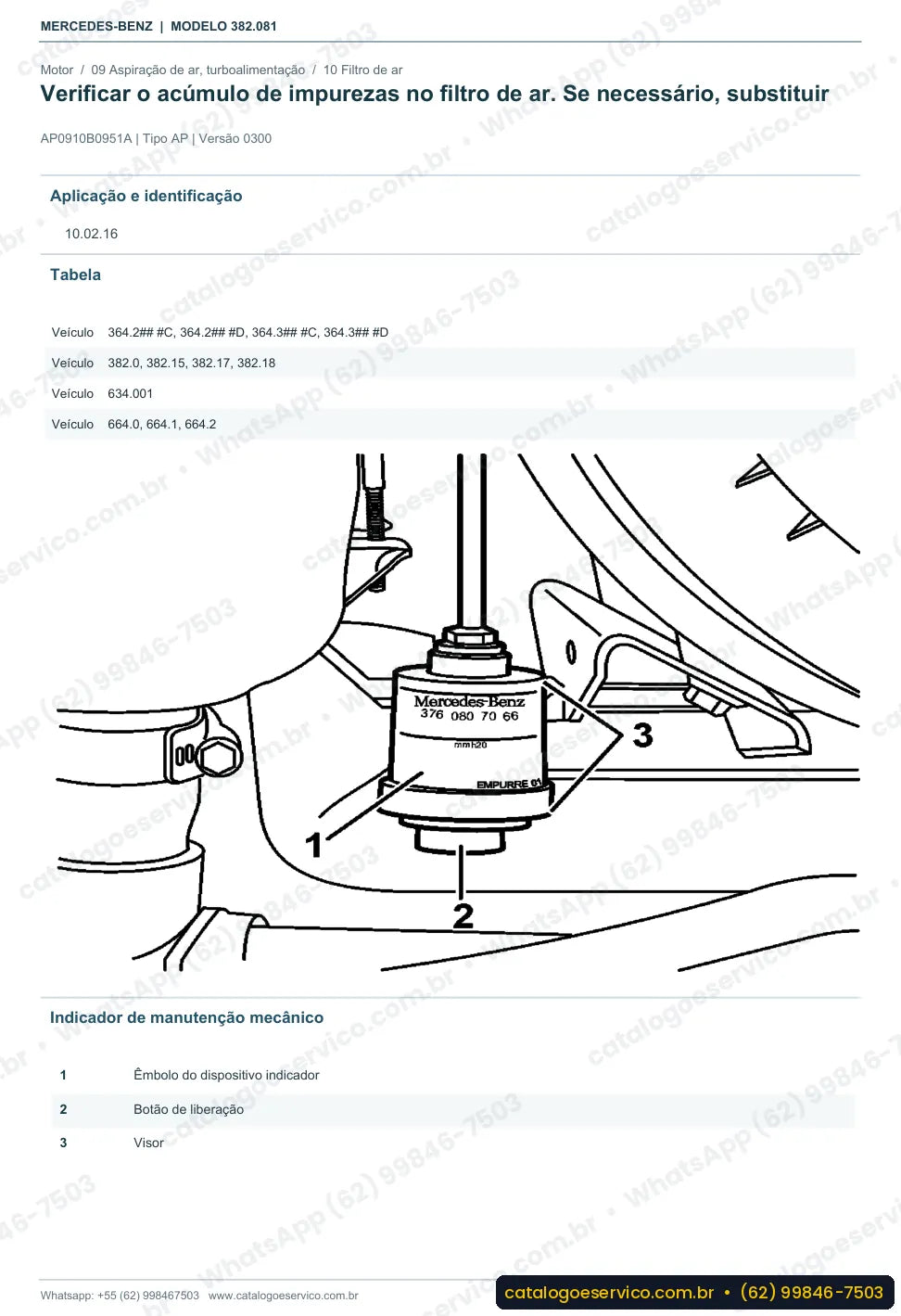 Página de procedimento do manual de oficina Mercedes-Benz OH 1630 L (382.081)