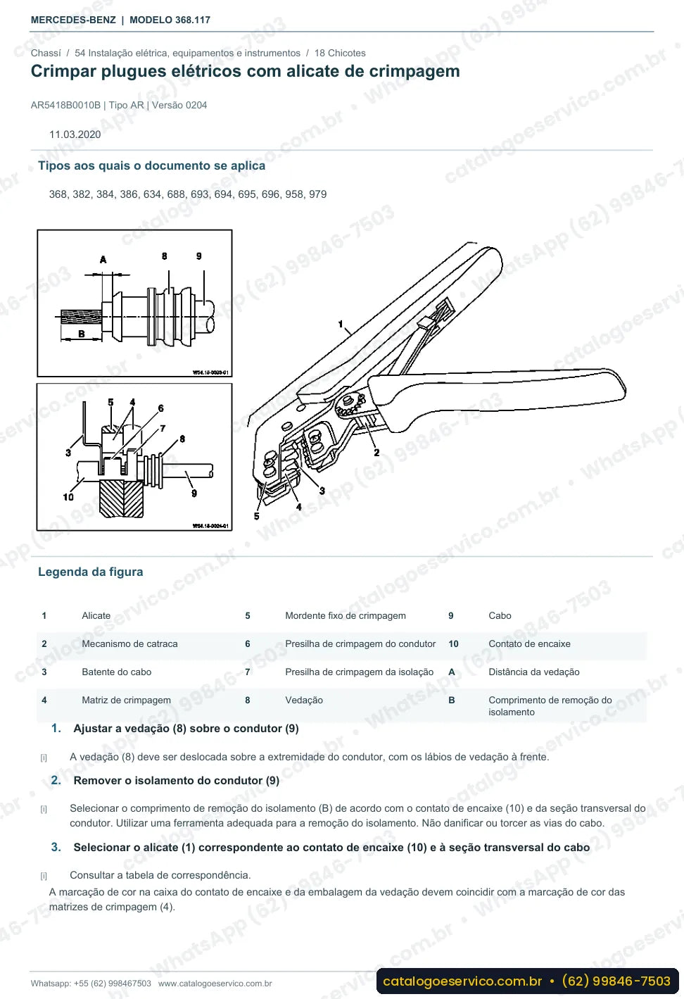 Página de procedimento do manual de oficina Mercedes-Benz OH 1719 LE