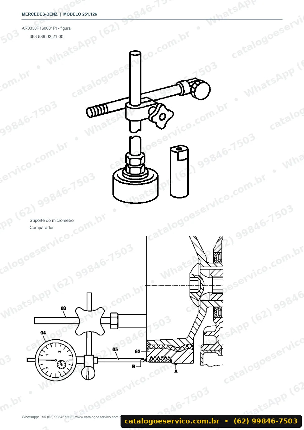 Página de procedimento do manual de oficina Mercedes-Benz R 280 / R 300 (W251)