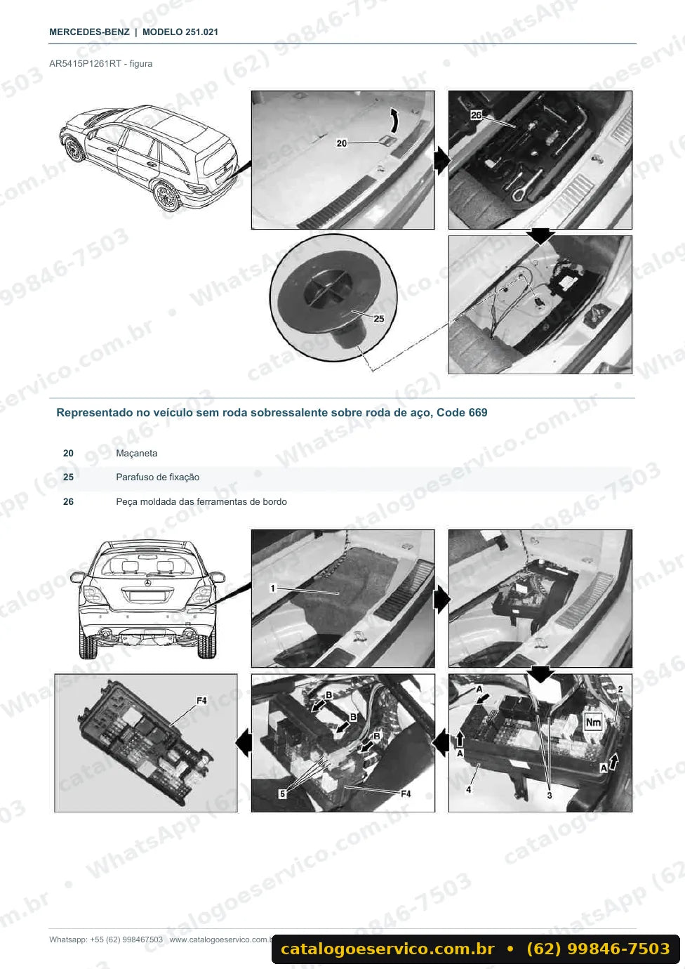 Página de procedimento do manual de oficina Mercedes-Benz R 300 CDI (W251)